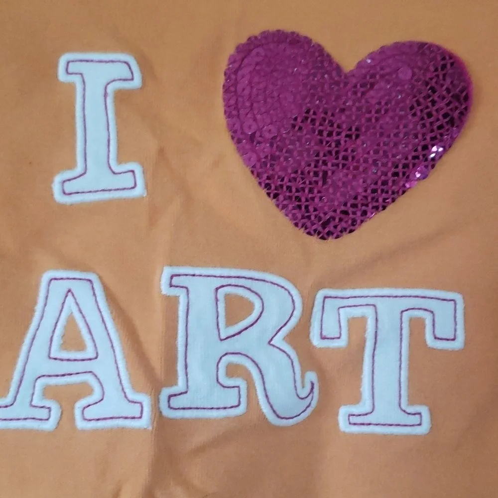 Gymboree Panda I Heart Art Long-Sleeve Girls Shirt Size 9‎ Orange White